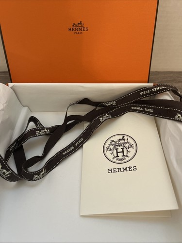 Hermes Empty Box 8x8x2 W/Tissue Paper Ribbon Receipt Holder Xtra Ribbon - Picture 2 of 5