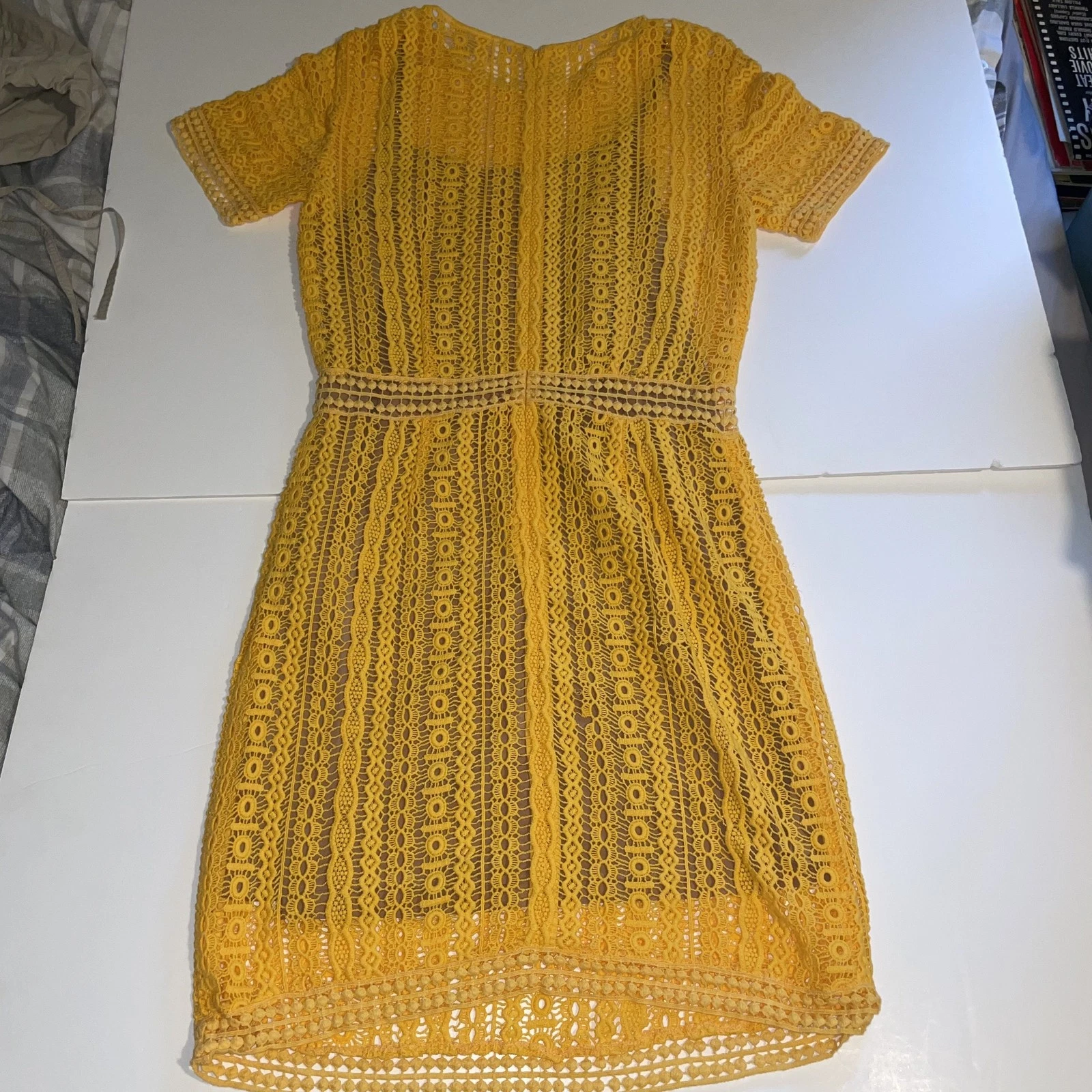 Abito Michael Kors arancione giallo manica corta lunghezza ginocchio taglia 2 (XS)