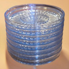 Vintage Set of 8 Tupperware Acrylic Coasters. Watercolor Blue Prism 1671-30