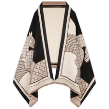 Women's Vintage Plaid Animal Pattern Color-Blocking Shawl & Scarf