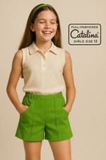 Vintage Catalina Girls Shorts Sz 12 Lime Green 60s 70s Mod Retro California USA