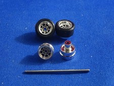  4 NEW SETS HO ROAD RACE REPLICAS CHROME WHEELS TIRES AXLES FOR aurora AFX cars
