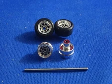 (2) New Sets HO aurora AFX Chrome Wheels Tires Axles from Road Race Replicas 03