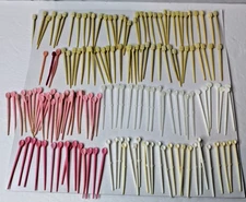 Lot 150 Vintage Pink Tan White Hair Curler Roller Pins Picks Plastic Fasteners