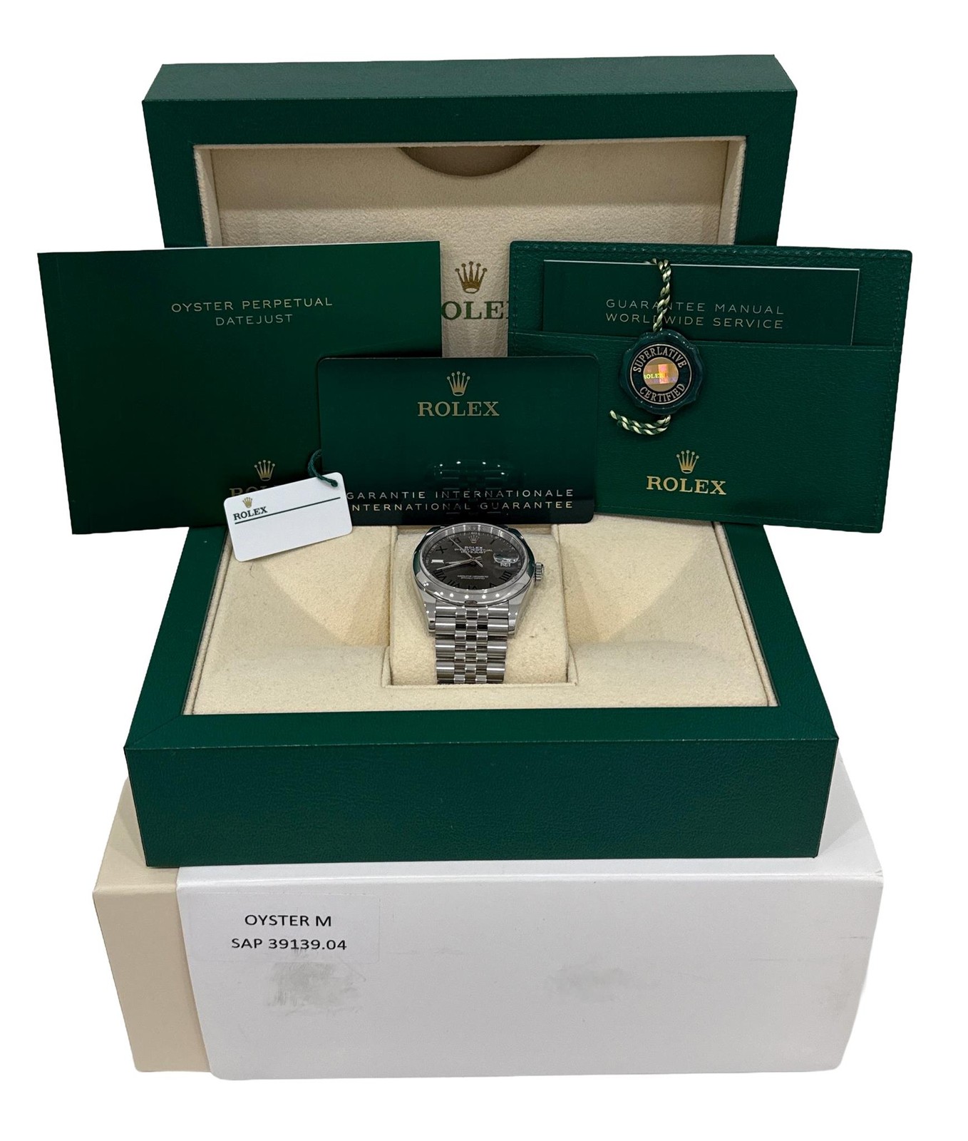 2022 PAPERS Rolex DateJust WIMBLEDON Rhodium Roman Steel JUBILEE 36mm 126200 BOX image 2