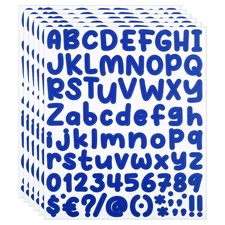 Alphabet Letters Numbers Stickers, 6 Sheets Self Adhesive Decal, Dark Blue