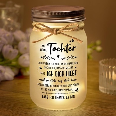 Geschenk für Tochter, An Meine Tochter Geschenke Mason Jar Nachtlichter, Witz...