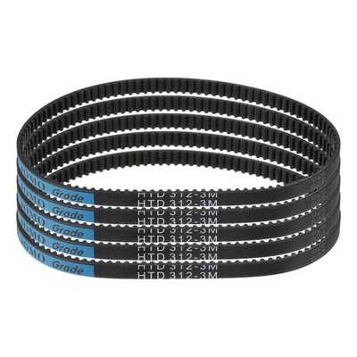 5pcs HTD-3M Rubber Timing Belt 104 Teeth, 312mm Pitch Length x 6mm Width
