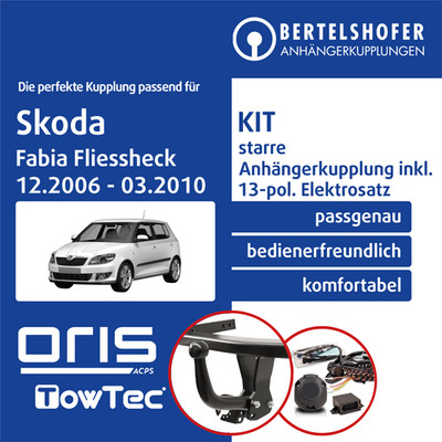 Für SKODA Fabia Fliessheck II Typ 5J 2006-2010 AHK starr +13pol spez E-Satz TOP