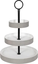 Woodmont Farmhouse Tiered Tray; 16 X 16 X 23; White and Gray; Decorative Distres