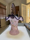 Pink Chiffon Opalescent Rib Optic Basket Bill Fenton Signature