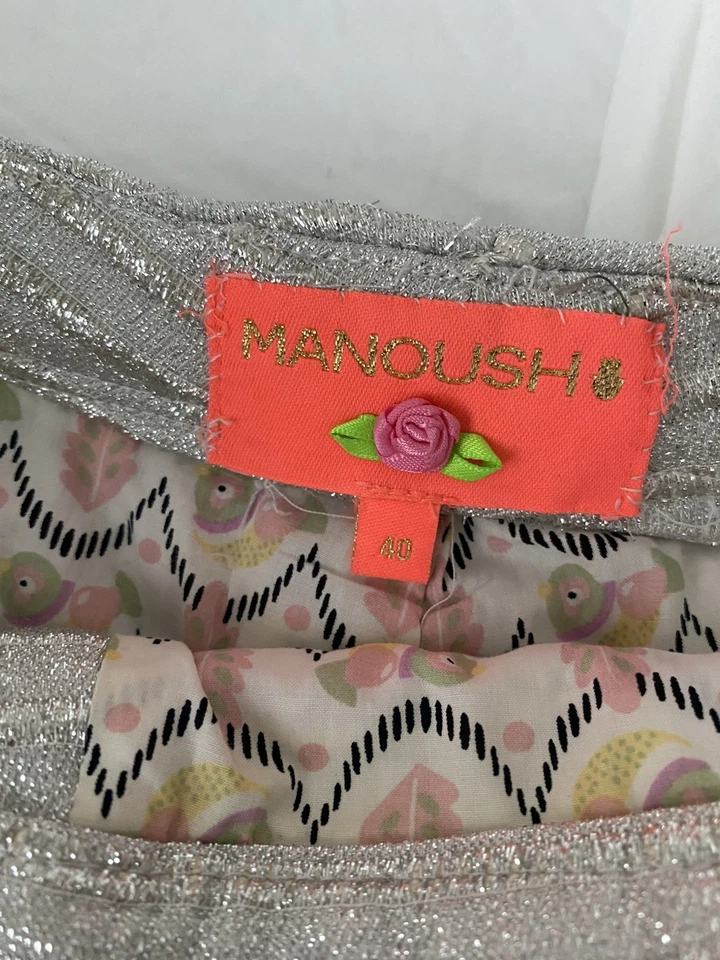 Minifalda Skort Manoush Plateada Metálica con Broche Flor - Talla 40 (US 8) Foto 2 de 4