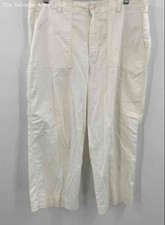 Chico's Womens White Flat Front Pockets Straight Leg Cropped Pants Size 2