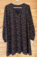 Madewell et Sézane 100% Silk Elly Floral Mini Dress Cottagecore Tunic Black Sz M