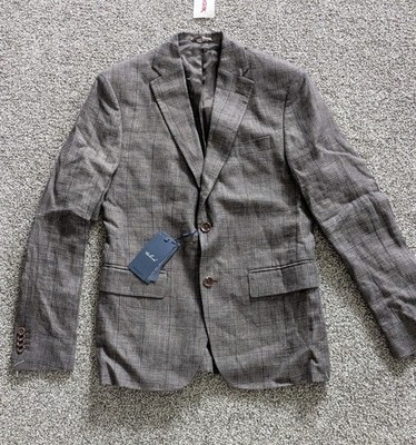New Mens Mango Plaid Blazer Sports Jacket  Formal Modern Slim Fit Size Small