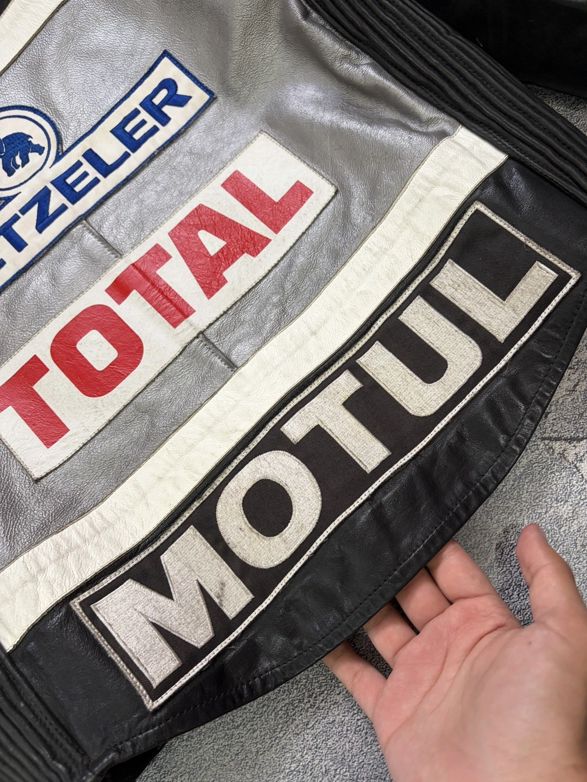 Vintage Segura Leather Racing Jacket Motul Total Dunlop Patches Biker Size M / 3 - product detail image 21