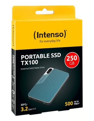 Intenso SSD externe Festplatte TX100 250 GB USB 3.2 1,8 Zoll 250GB 500 MB/s OVP