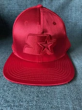 Starter Satin Snapback Adjustable Embroidered Flat Brim Red Cap Hat Brand New