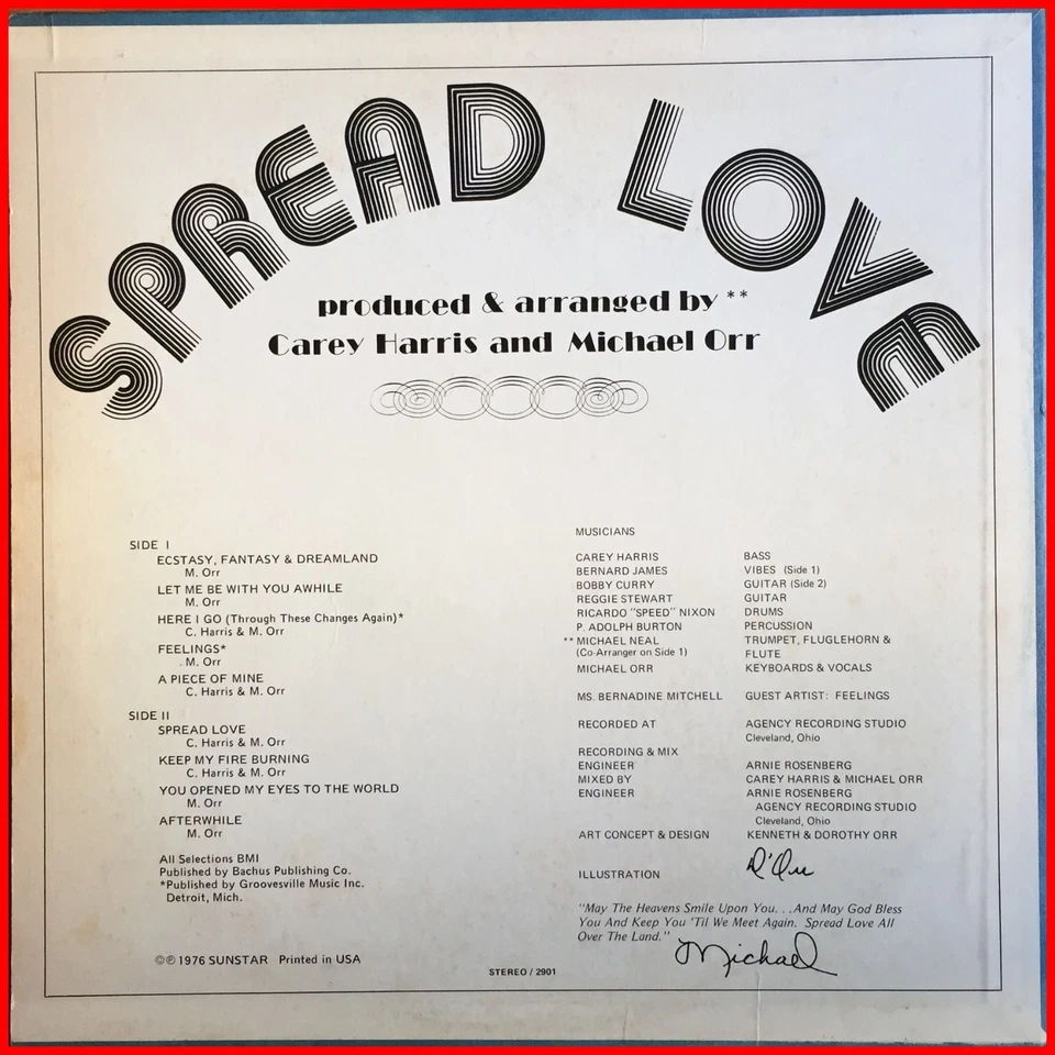 70s SOUL FUNK LP Carey Harris & Michael Orr-spread love SUNSTAR - OG GRAIL mp3 - Image 2 of 3