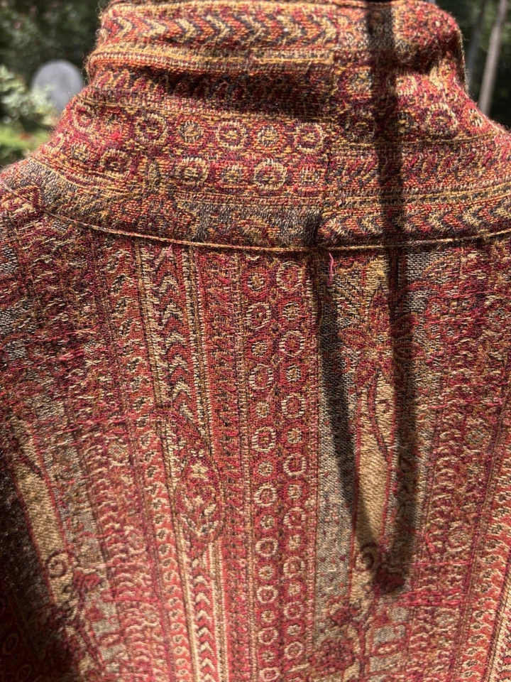 Casaco de lã J Peterman L Índia tapeçaria boho espanador sapo fechos - Imagem 4 de 4