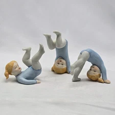 Vtg Ron Gordon Design Tumbling Children Gymnastics Girls Set of 3 Blue AS IS