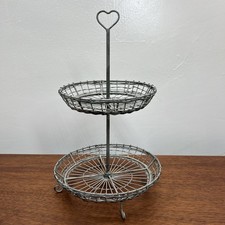 Vintage 2-Tier Braided Metal Basket Round Jew...
