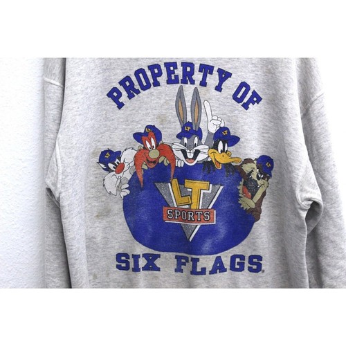 Vintage Six Flags Amusement Park Looney Tunes Sweatshirt XL - Picture 2 of 10