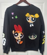 Power Puff Girls Women's Sweatshirt Cartoon Network Embroidery Small 3-5 