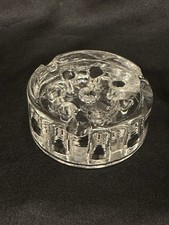 Vintage Clear Glass Flower Frog 7-Hole Round 2.5  Chipped