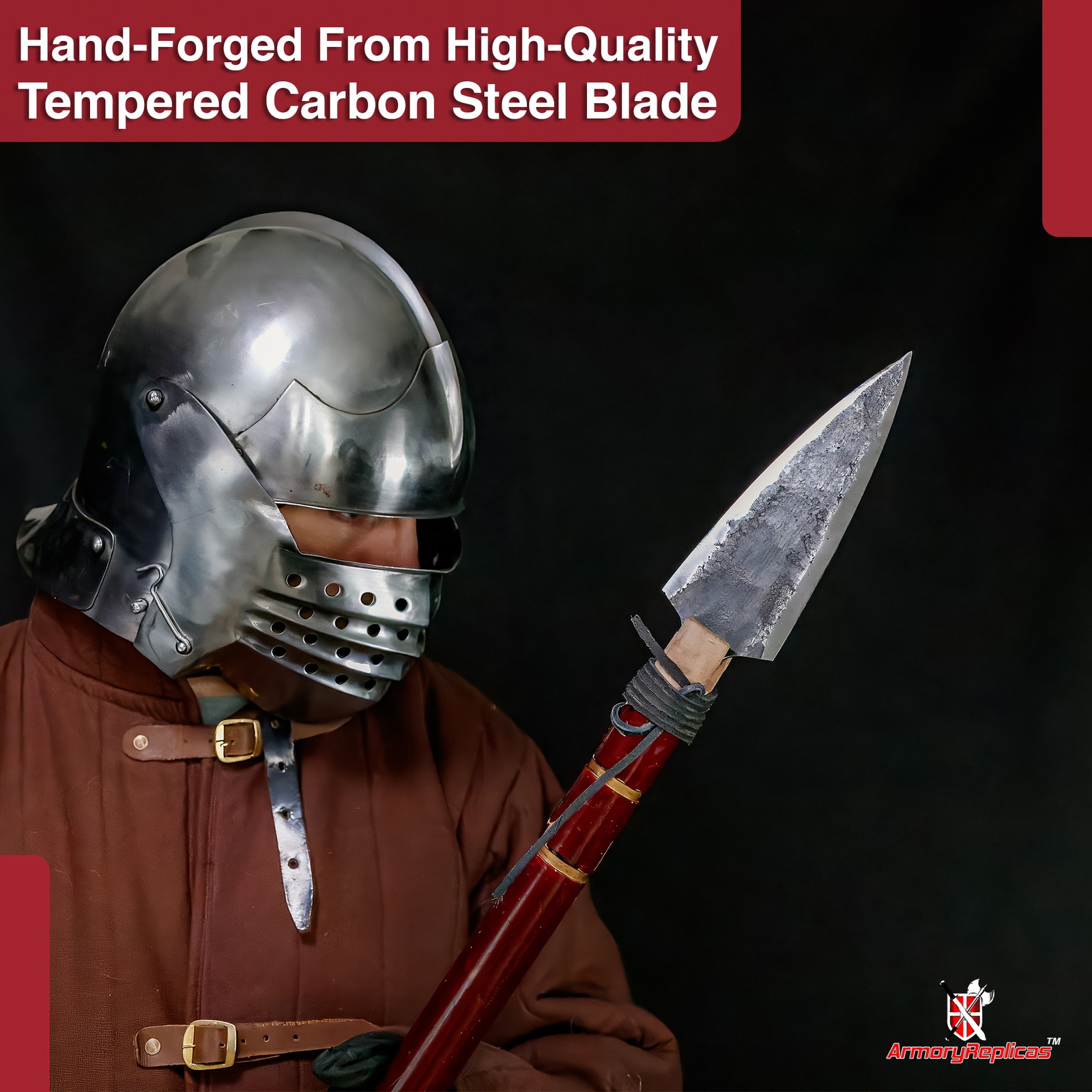 Hand-Forged Spear Head Blade Carbon Steel Viking Medieval Polearm Weapon Sharp