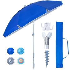 Tempera Heavy Duty High Wind Beach Umbrella with Sand Anchor  Carry Bag Patio