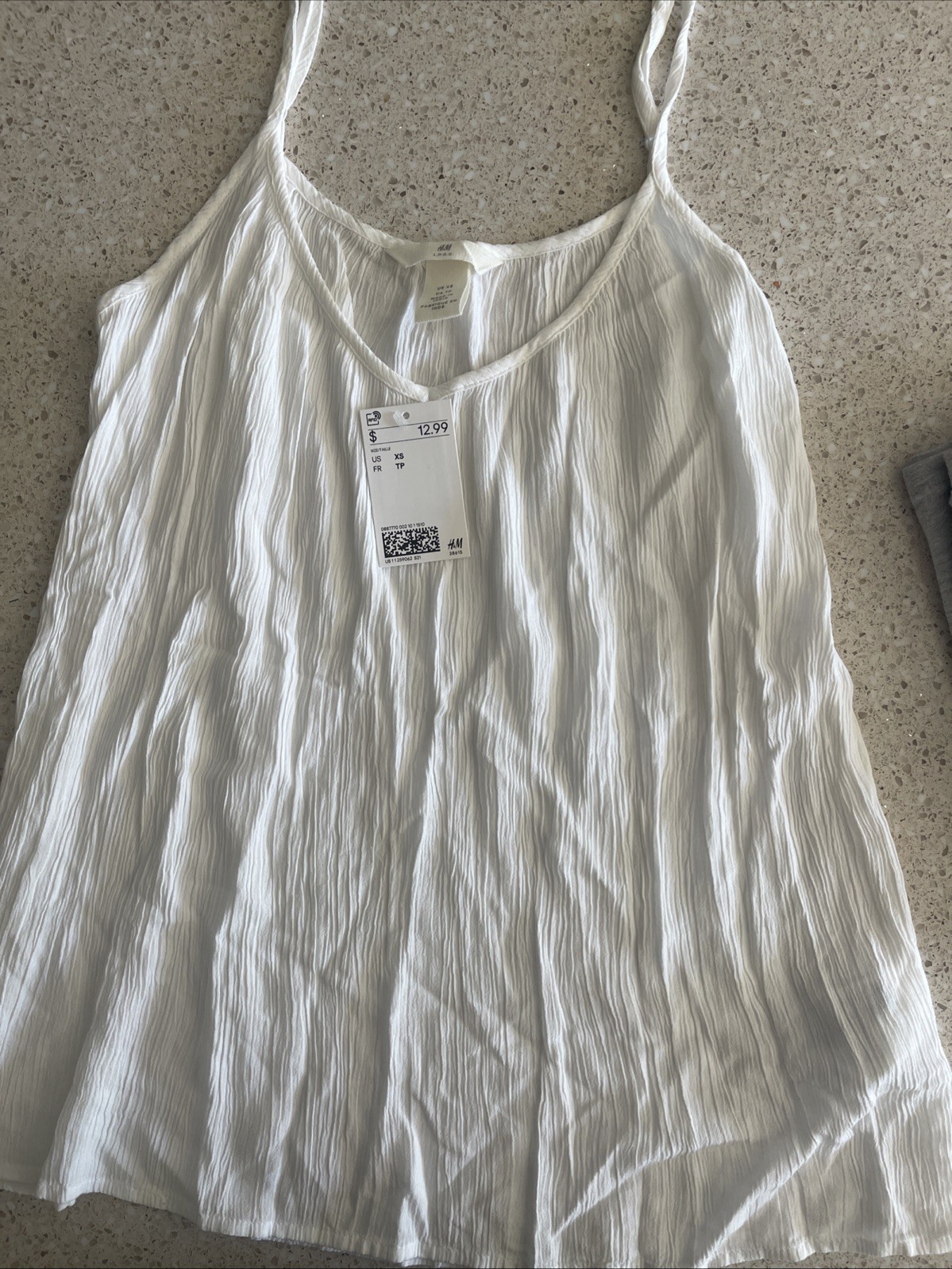 H.M X Small Spaghetti Strap White Shirt New With Tags