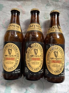 3 x vintage Guinness Foreign Extra Stout bottles 330ml