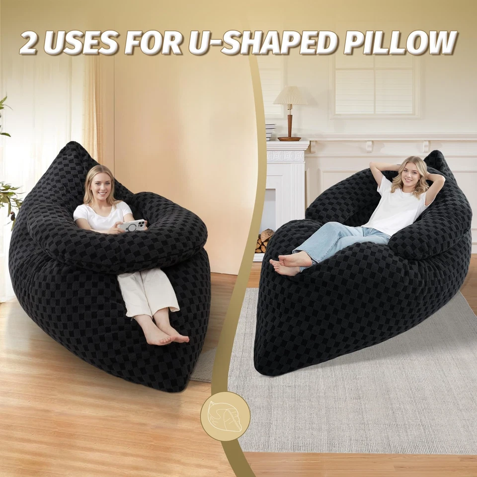 Silla Bolsa de Frijoles 3 en 1 con Almohada Portátil en Forma de U, Bolsa de Frijoles Gigante con Lavado... Foto 4 de 4