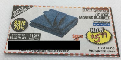 Coupon To Save On 72 X 80 Moving Blanket Harbor Freight