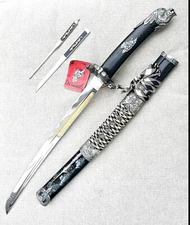 Vintage Unused Spain Quality Japanese Samurai Dragon Tanto Daggef Knife Scabbard