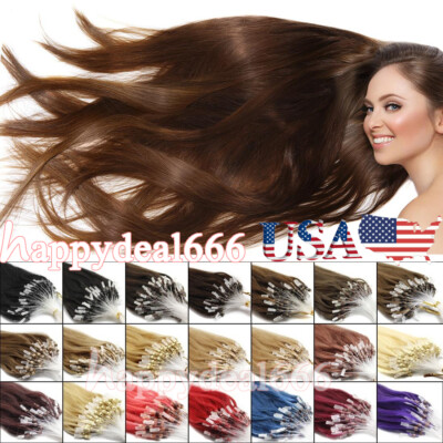 Pre Looped Micro Ring Bead Link Remy Brazilian Human Hair Extensions Balayage100