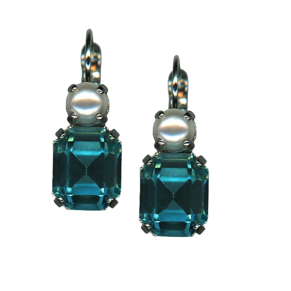 Mariana Earrings Exquisite Aquamarine & Pearl Austrian Crystals My Treasures ... - Image 2 of 3