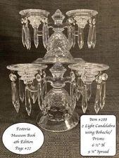 Rare--Fostoria American--2-Light Candelabra w/Bobeches--Pair--Clear