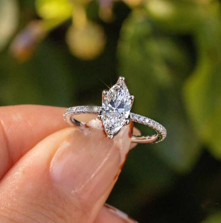 Moissanite Silver Ring-Engagement Ring  -Birthday Gift Ring For Her-image