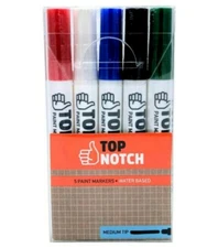 Top Notch Paint Markers 5 Colors Medium Tip Water Based 1737-2418 NEW