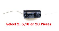 Image of Hitano 2200uf 35V 85'C Axial Electrolytic Capacitor 31 x 16mm OL0113