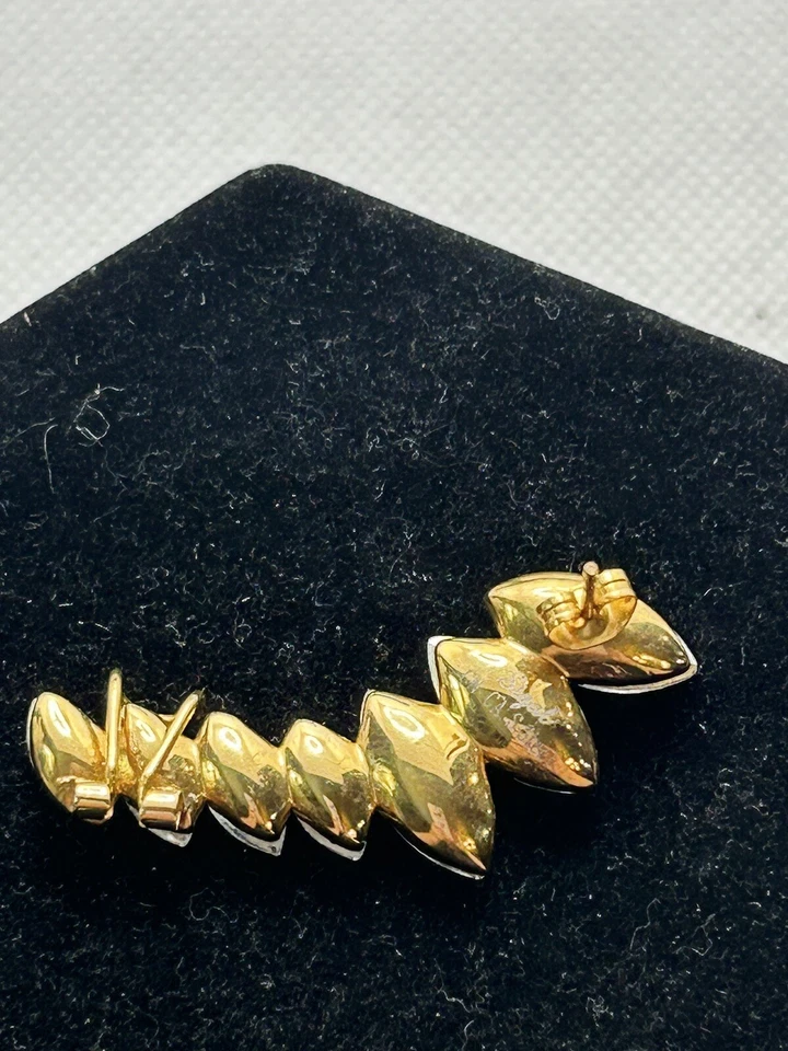 Pendientes brazalete HSN Sigal estilo acero dorado cristal marquesa $78 Foto 2 de 4