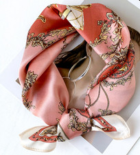 100 Silk 20" small square Scarf Women neckerchief Wrap pink red yellow