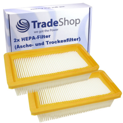 2x HEPA-Flachfalten-/Lamellenfilter für Kärcher  Fireplace Vac AD 3.200 GB