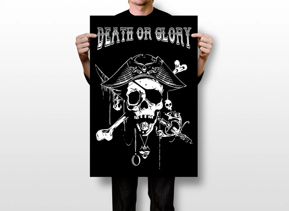 Ed Hardy 死亡或荣耀头骨海盗纹身艺术墙海报 - 海报 20x30 — 第 2/4 张图片
