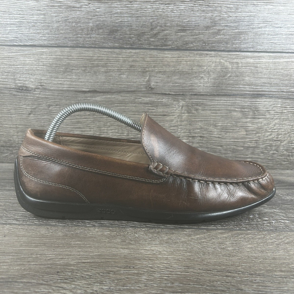 Ecco Driving Loafers Mens Size 42 US 8/8.5 Brown Leather  display picture 2
