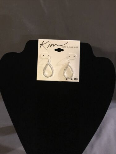 Kim Rogers Rhinestones Teardroop Hoop Earrings New With Tags - Picture 2 of 5