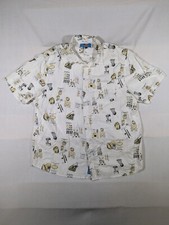 Balls Beachwear Shirt Men's 2XL Button-Up Sports Printed Short Sleeves White