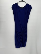 Lauren Ralph Lauren 4 Sheath Dress Womens Royal Blue Draped Knot Front Midi